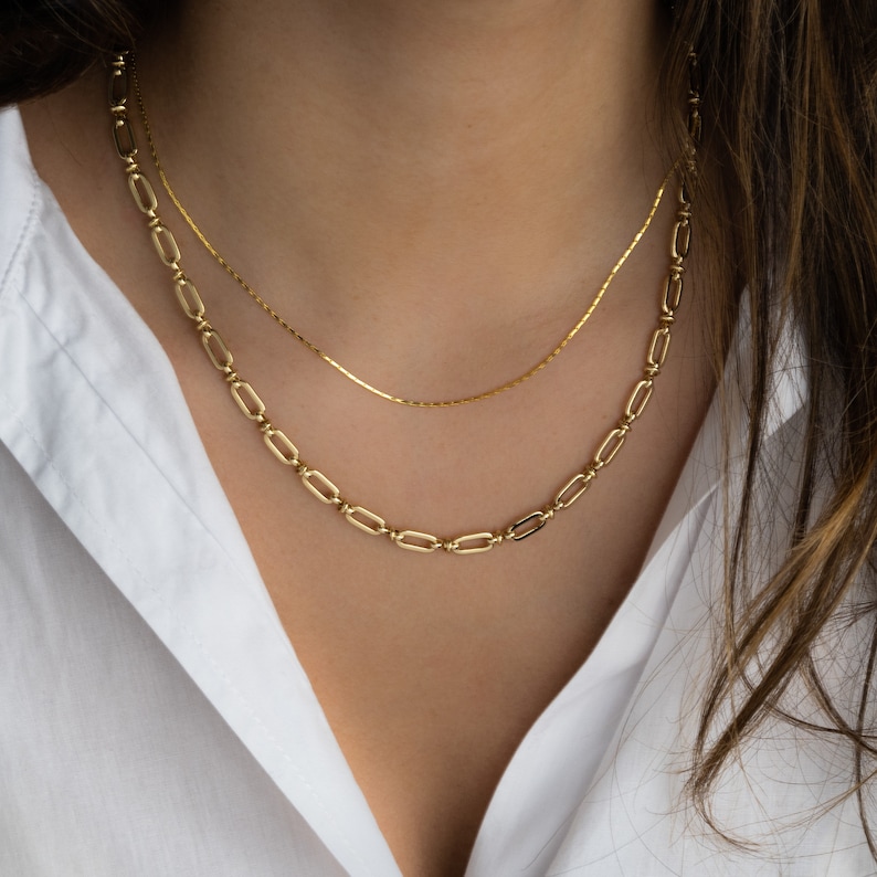 Chain Necklace, Gold Chain Necklace, Silver Chain Necklace, Gold Necklace, Dainty Necklace, Statement Necklace Layered Necklace Gift for Her image 4