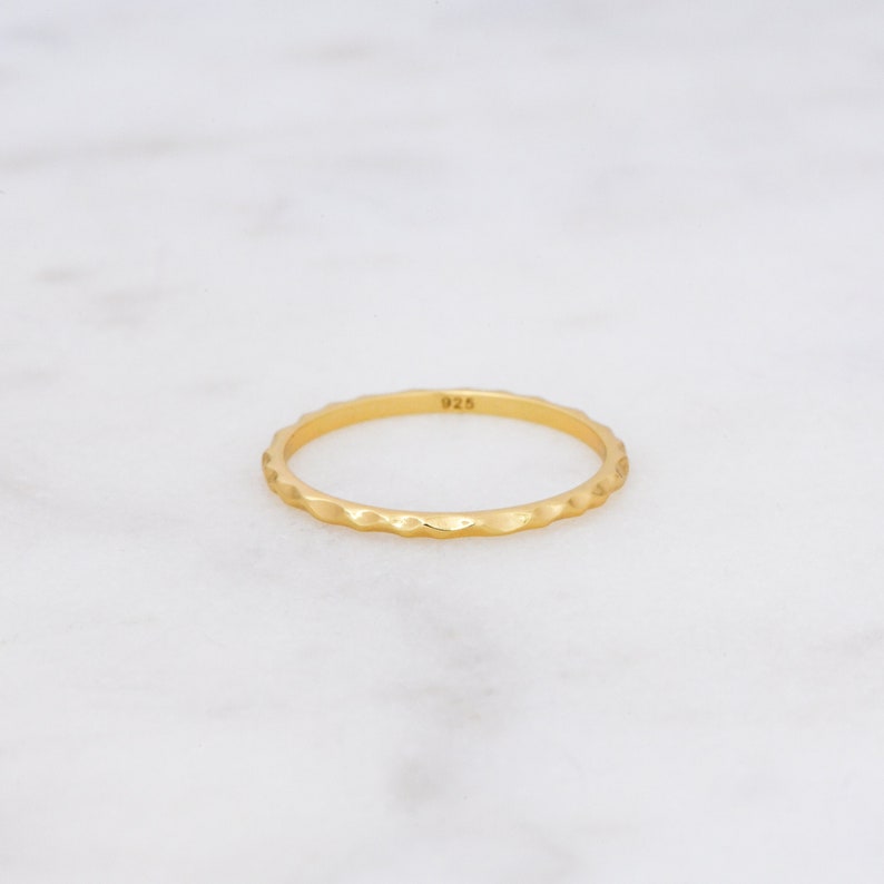 Stacking Ring, Thin Gold Ring, Dainty Ring, Minimalist Ring, Gold Ring, Hammered Ring, Sterling Silver Ring, Simple Ring, Delicate Ring image 1