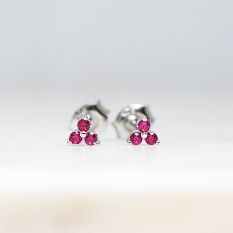 Tiny Ruby Stud Earrings, Ruby Studs, Stud Earrings, Dainty Stud Earrings, Small Stud Earrings, Tiny Stud Earrings, Minimalist Earrings image 6