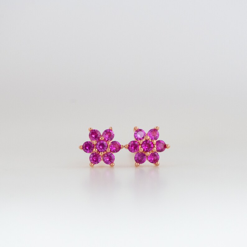 Ruby Studs, Ruby Stud Earrings, Small Stud Earrings, Dainty Studs, Stud Earrings, July Birthstone, Ruby Earrings, Tiny Studs, Gift for Her image 2