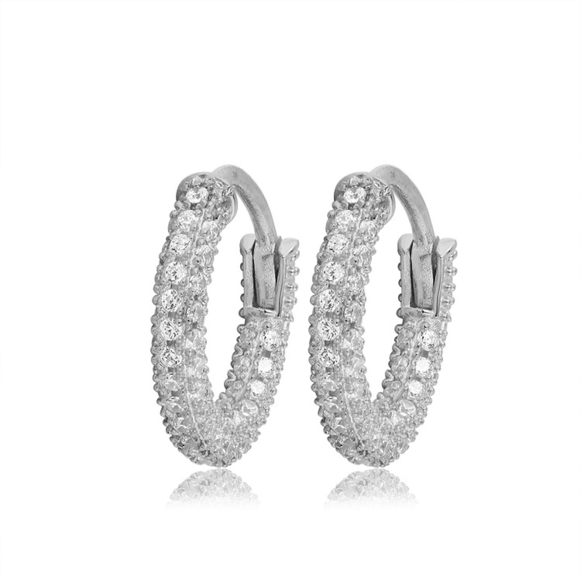 Small Hoops Daily Wear Diamond CZ .925 Sterling Silver Small Huggie Ho –  KesleyBoutique
