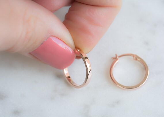 Dainty rose gold hoop best sale earrings