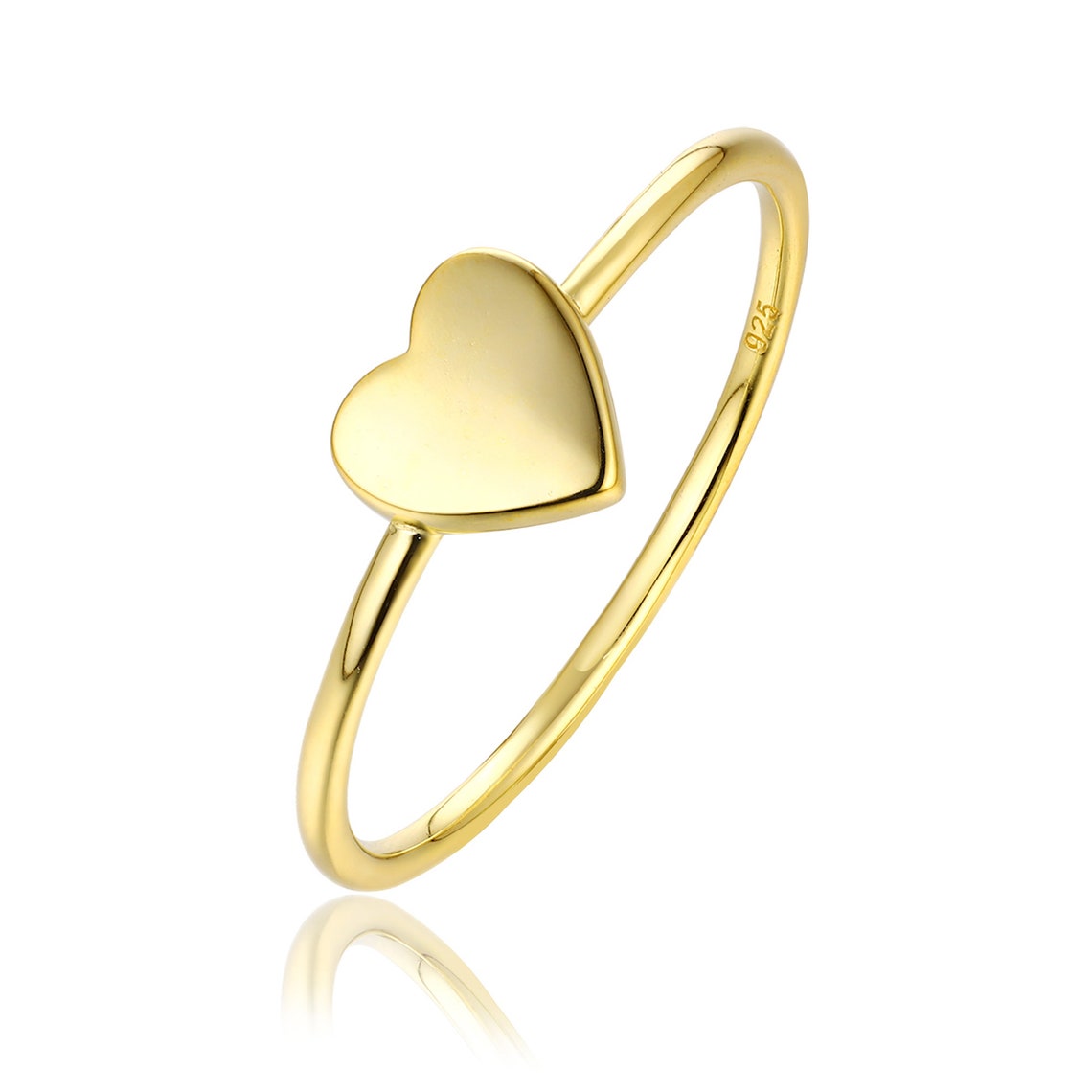 Minamalist Heart Ring Sterling Silver Heart Ring Gold Heart | Etsy