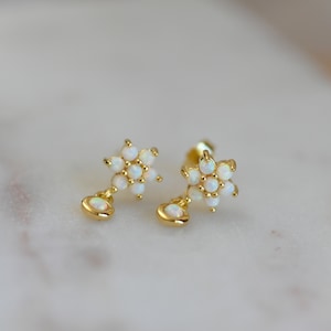 Opal Drop Earrings, Opal Stud Earrings, Opal Jewelry, Opal Dangle Earrings, Opal Studs White Opal Earrings, October Birthstone Opal Earrings image 5