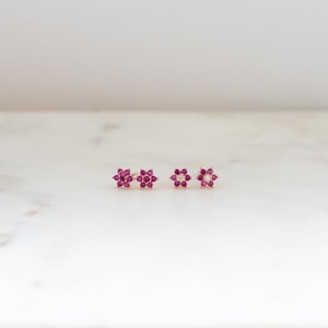 Ruby Studs, Ruby Stud Earrings, Small Stud Earrings, Dainty Studs, Stud Earrings, July Birthstone, Ruby Earrings, Tiny Studs, Gift for Her image 4