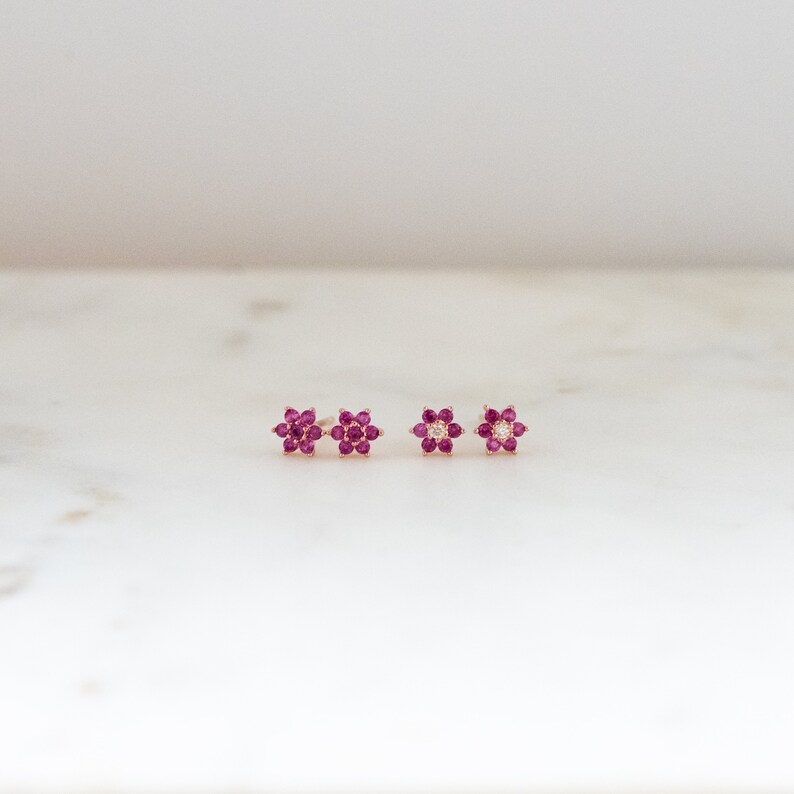 Ruby Studs, Ruby Stud Earrings, Small Stud Earrings, Dainty Studs, Stud Earrings, July Birthstone, Ruby Earrings, Tiny Studs, Gift for Her image 4