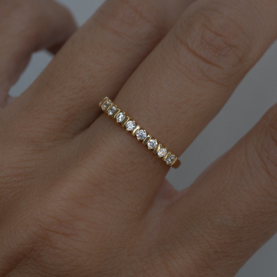 Dainty Stacking Ring, Half Eternity Ring, Gold Ring, Diamond Ring, Simple Ring, Minimalist Ring, Gift for Her, Sterling Silver Ring, CZ Ring