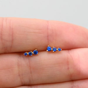 Ear Climber, Ear Crawler, Sapphire Earrings, Dainty Ear Climber, Cartilage Ear Climber, September Birthstone Studs, Gift for her, Sapphire