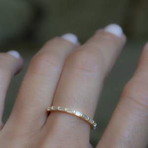 Dainty Baguette Stacking Ring, Gold Minimalist Ring, CZ Ring, Simple Diamond Ring, Silver Ring, Thin Ring, Gift for Her, Delicate Ring image 7
