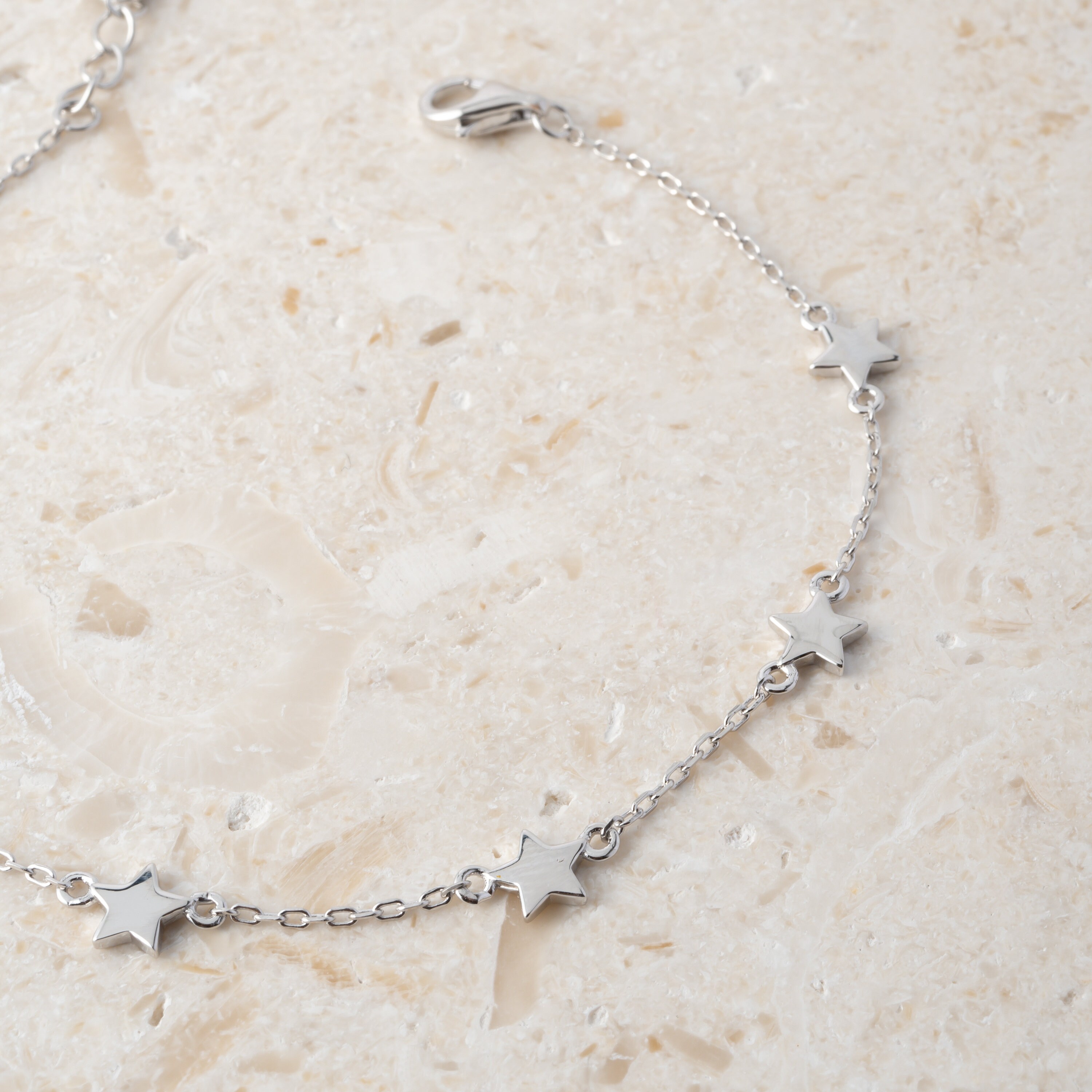 ブレスレット Mini Star Charm Bracelet #7934 Sterling Silver Star Charm Bracelet, Silver Bracelet With