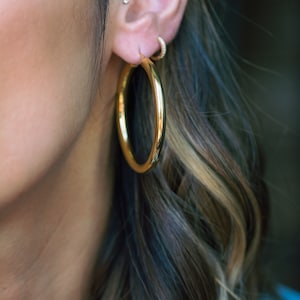 Gold Hoop Ohrringe Große Hoop Ohrringe Tube Hoop Ohrringe Gold Creolen Boho Ohrringe Gold Hoops Silber Hoops Ohrringe Rosegold Geschenk für Sie