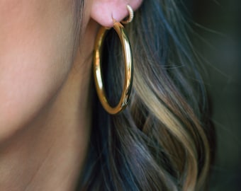 Gold Hoop Earrings Large Hoop Earrings Tube Hoop Earrings Gold Hoops Boho Earrings Gold Hoops Silver Hoops Rose Gold Earrings Gift for her