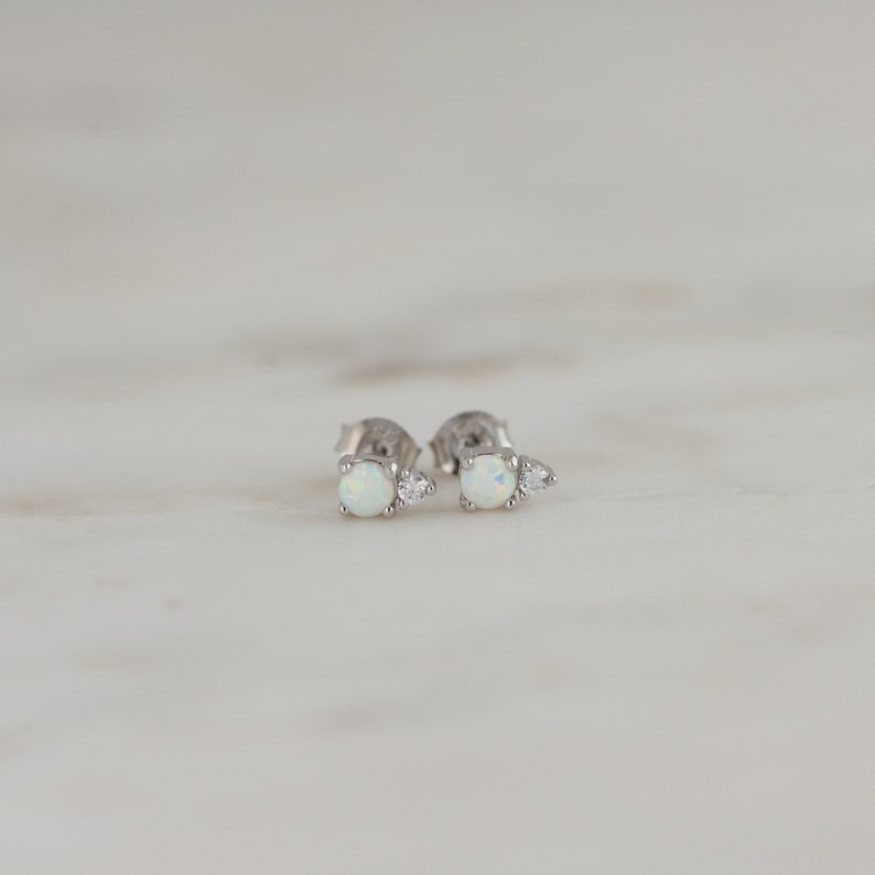 Opal Earrings Opal Studs Opal Stud Earrings Silver Studs image 6