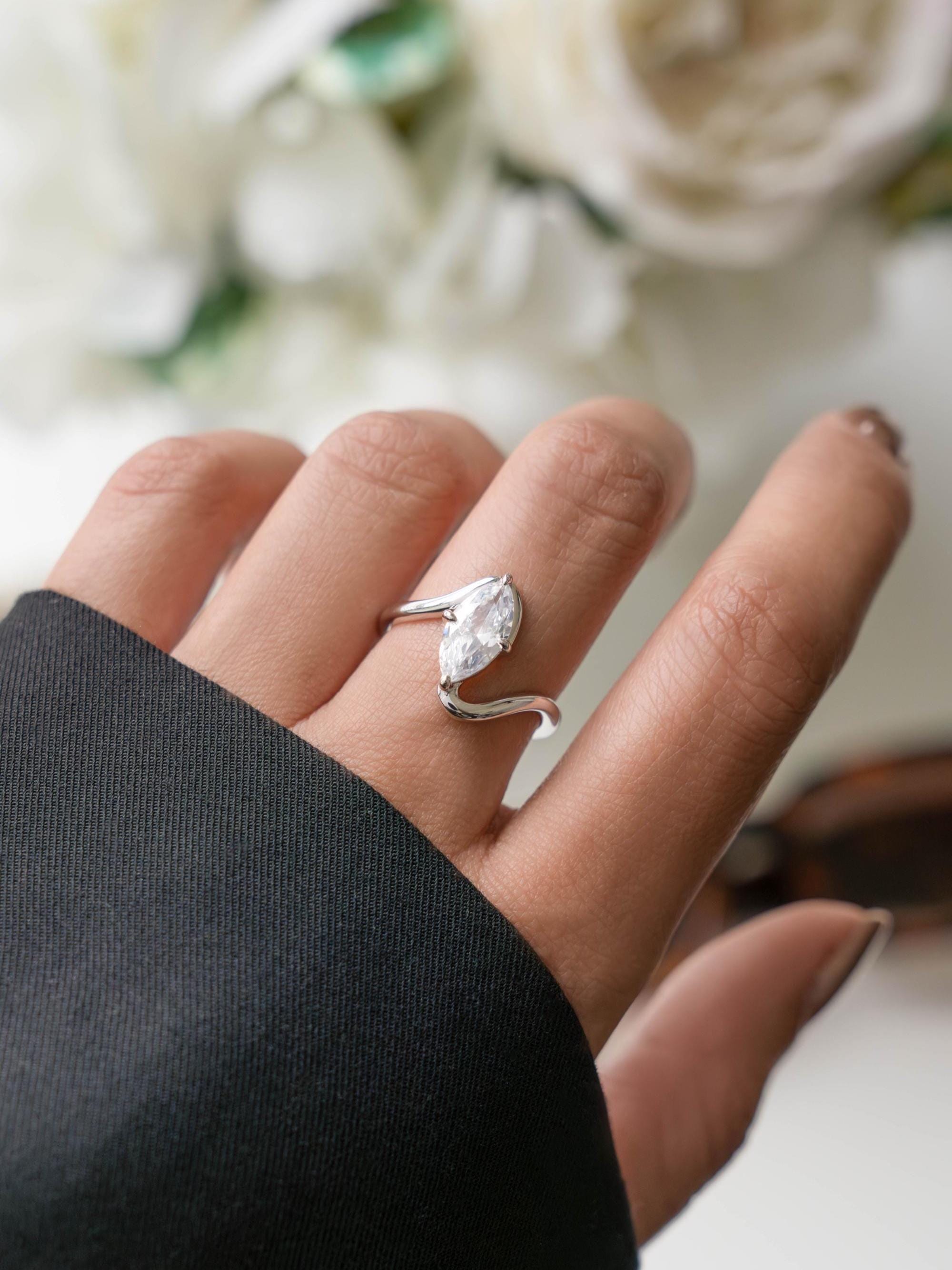Sami Rind Marquise Ring by Sami Jewels, Wave Ring, Promise Ring, Engagement Ring ...