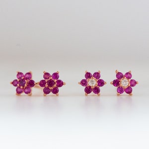Ruby Studs, Ruby Stud Earrings, Small Stud Earrings, Dainty Studs, Stud Earrings, July Birthstone, Ruby Earrings, Tiny Studs, Gift for Her image 5