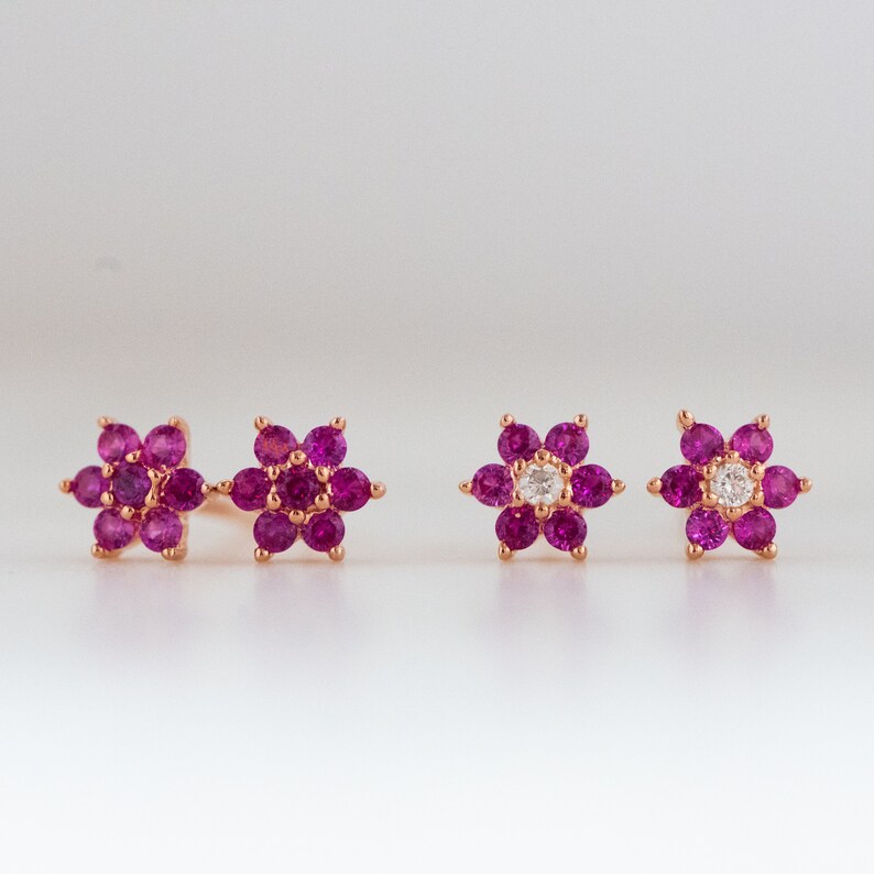 Ruby Studs, Ruby Stud Earrings, Small Stud Earrings, Dainty Studs, Stud Earrings, July Birthstone, Ruby Earrings, Tiny Studs, Gift for Her image 5