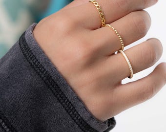 Dainty Ring, Beaded Ring, Stacking Rings, Gold Minimalist Ring, Stackable Rings, Sterling Silver Ring, Rings, Dainty Stacking Rings,