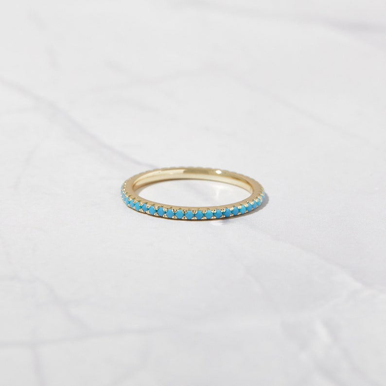 Turquoise Eternity Ring, Turquoise Ring, Dainty Ring, Turquoise Jewelry, Dainty Ring, Stacking Ring, Everyday Ring, Gift for Her image 1