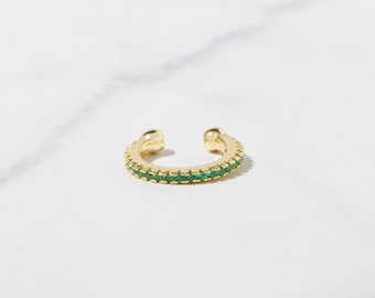 Emerald Ear Cuff Dainty Ear Cuff Minimalist Ear Cuff No Piercing Ear Cuff Tiny Ear Cuffs Huggie Ear Cuff Conch Ear Cuff Fake Piercing Gift