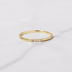 Dainty Ring, Gold Minimalist Ring, Stacking Ring, Simple Diamond Ring, Cubic Zirconia Sterling Silver Ring, Thin Ring, Gift for Her image 2