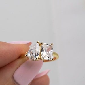 Toi et Moi Ring, Promise Ring, Engagement Ring, Two Stone Ring, Wedding Ring, Anniversary Gift, Gift for Her
