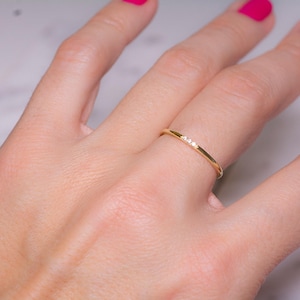 Dainty Ring, Gold Minimalist Ring, Stacking Ring, Simple Diamond Ring, Cubic Zirconia Sterling Silver Ring, Thin Ring, Gift for Her image 4