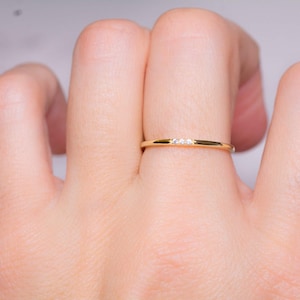 Dainty Ring, Gold Minimalist Ring, Stacking Ring, Simple Diamond Ring, Cubic Zirconia Sterling Silver Ring, Thin Ring, Gift for Her image 7