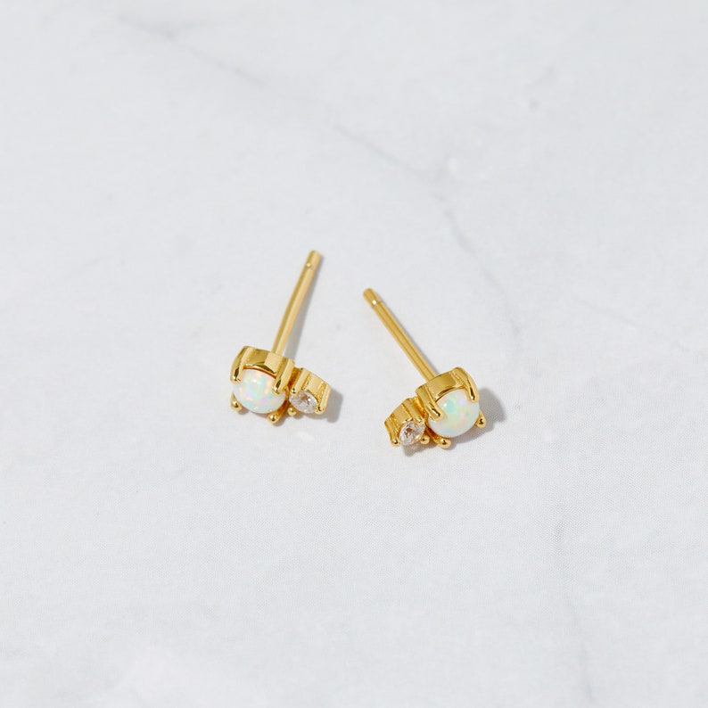 Opal Earrings Opal Studs Opal Stud Earrings Silver Studs image 4