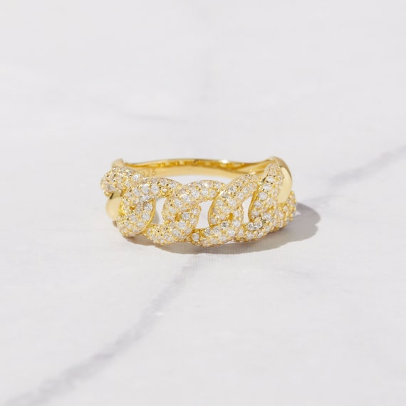 Chain Ring, Gold Chain Ring, Statement Ring, Chunky Ring, Curb