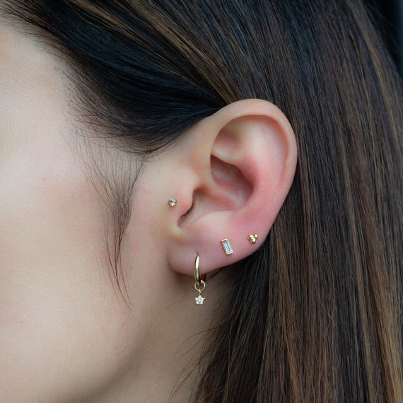 Buy Baguette Earrings, Baguette Studs, Stud Earrings, Dainty