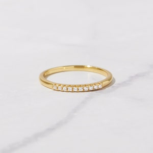 Simple CZ Band, Dainty Stacking Ring, Gold Minimalist Ring, CZ Ring ...