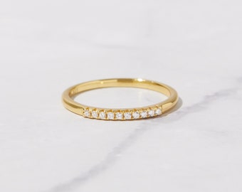 Simple CZ Band, Dainty Stacking Ring, Gold Minimalist Ring, CZ Ring, Diamond Ring, Sterling Silver Ring, Dainty Ring, Delicate Ring, Gift