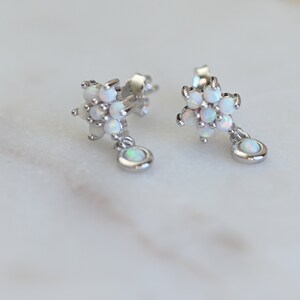 Opal Drop Earrings, Opal Stud Earrings, Opal Jewelry, Opal Dangle Earrings, Opal Studs White Opal Earrings, October Birthstone Opal Earrings image 6