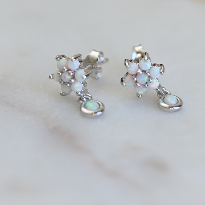 Opal Drop Earrings, Opal Stud Earrings, Opal Jewelry, Opal Dangle Earrings, Opal Studs White Opal Earrings, October Birthstone Opal Earrings image 6