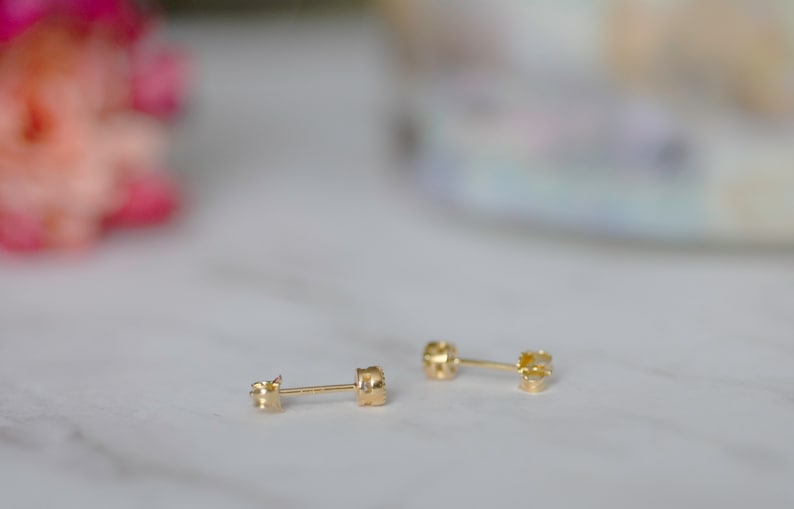 Tiny Diamond Stud Earrings, 3mm CZ Studs, Dainty Stud Earrings, Small Stud Earrings, Cartilage Piercing Stud Earrings, Minimalist Earrings image 6