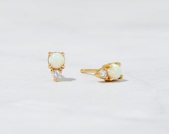 Opal Earrings, Opal Studs, Opal Stud Earrings, Silver Studs, Opal Earrings, Tiny Gold Studs, Dainty Gold Stud Earrings, October Birthstone