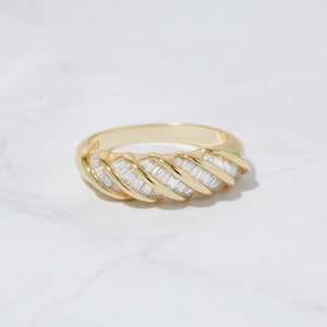 Baguette Ring, Stacking Ring, Gold Ring, Minimalist Ring, Sterling Silver Ring, Croissant Ring, Dome Ring Dainty Ring, Vintage Baguette Ring