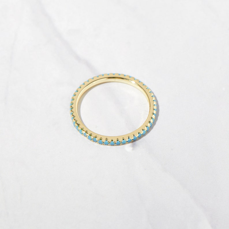 Turquoise Eternity Ring, Turquoise Ring, Dainty Ring, Turquoise Jewelry, Dainty Ring, Stacking Ring, Everyday Ring, Gift for Her image 5