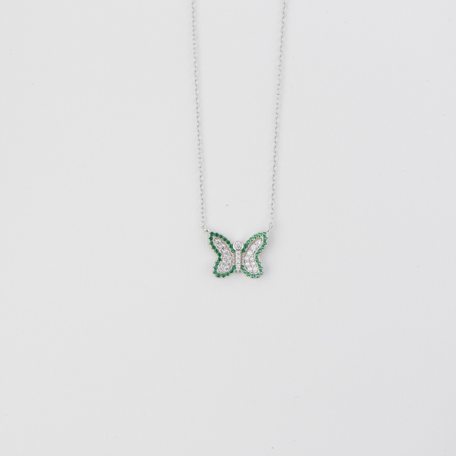 Emerald Butterfly Necklace Butterfly Pendant Butterfly Etsy