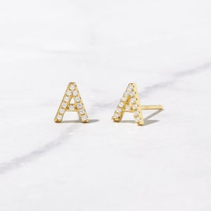 CZ Initial Earrings, Letter Earrings, Initial Alphabet Earrings, Personalized Earrings, Monogram Earrings, Initial Earring, Initial Jewelry