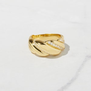 Croissant Ring, Gold Croissant Ring, Twist Ring, Chunky Ring, Dome Ring, Statement Ring, Twisted Ring, Rope Ring Gift for Her Christmas Gift