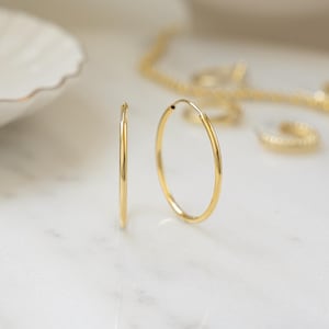 32mm Thin Hoop Earrings, Gold Threader Earrings, Skinny Hoops, Endless Hoop Earrings, Dainty Hoop Earrings, Infinity Hoops, Gift For Her