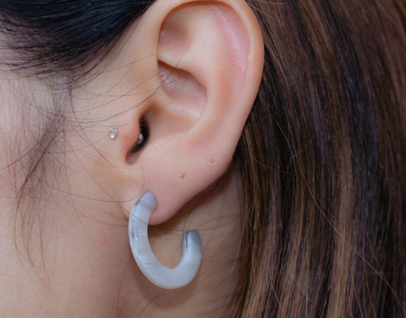 Tortoise Hoop Earrings Small Tortoise 25 mm Hoop Earrings Small Hoops Acetate Earrings Resin Jewelry Tortoise Jewelry Boho Jewelry image 8