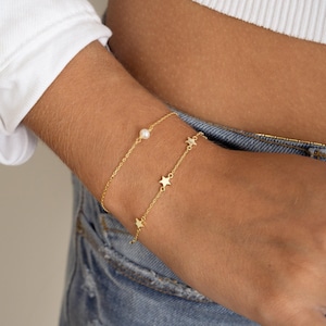 Star Bracelet, Star Jewelry, Charm Bracelet, Dainty Bracelet, Minimalist Bracelet, Stacking Bracelet, Gift for Her, Gold Bracelet