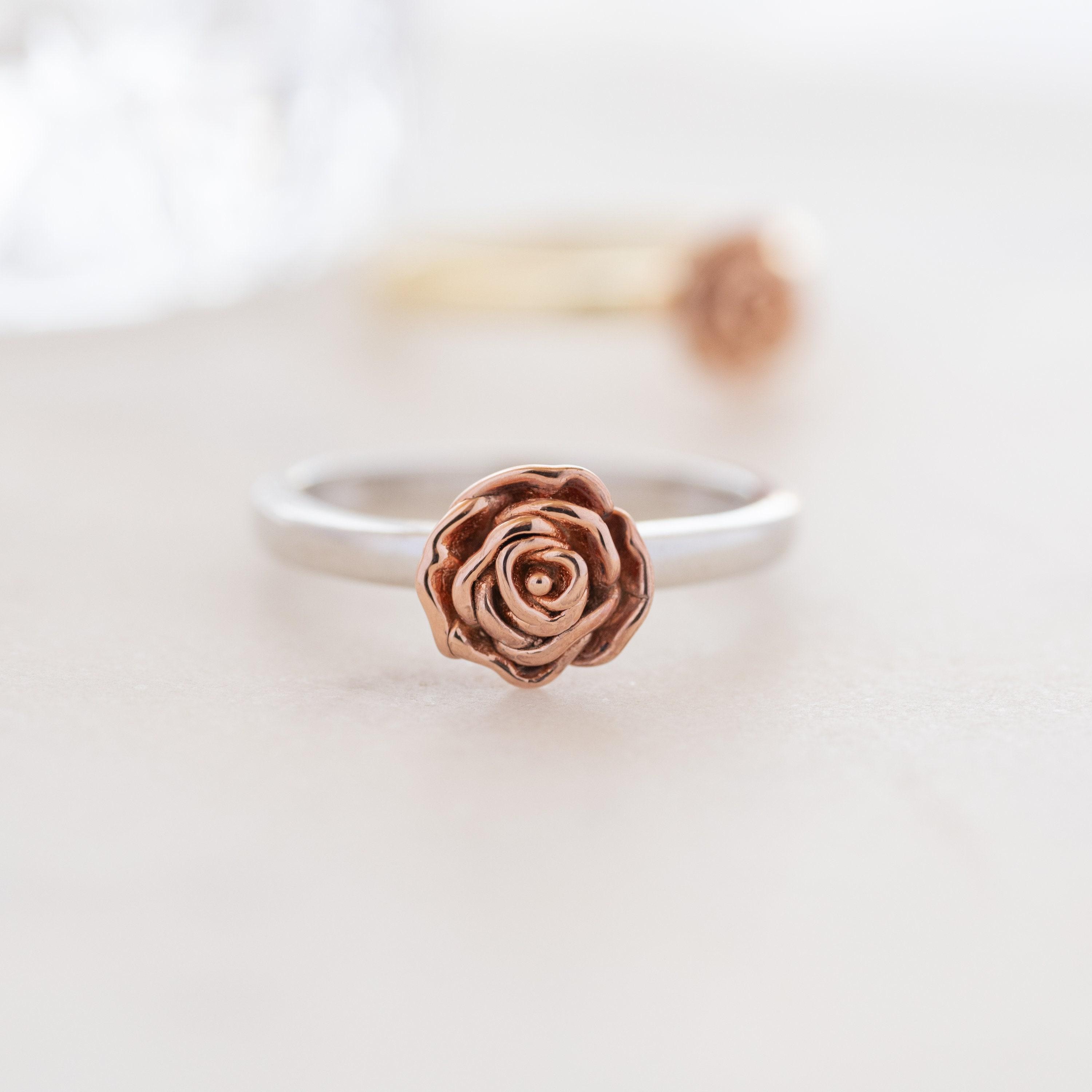 Flower Ring, Rose Ring, Flower Jewelry, Stacking Ring, Gold Ring, Rose ...