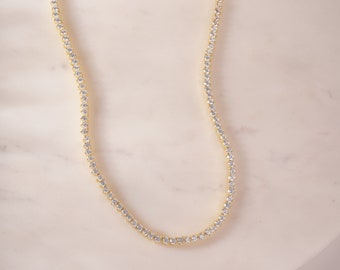 3 Prong Tennis Necklace, Diamond Necklace, Bridal Jewelry, Wedding Necklace, Bridal Necklace, Gift for Her, Layering Necklace, CZ Tennis