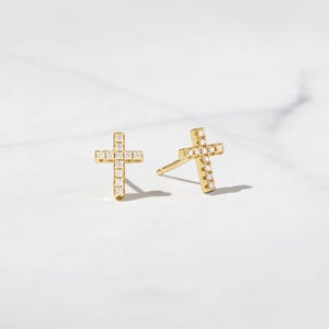 Cross Earrings, Stud Earrings, Minimalist Earrings Gold Cross Earrings Delicate Earring Small Stud Earrings Gold Stud Earrings Gift for Her