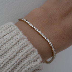 Tennis Bracelet, Gold Tennis Bracelet, Cubic Zirconia Tennis Bracelet, Dainty Bracelet, Diamond Bracelet, Gift for Her, Minimalist Bracelet image 8