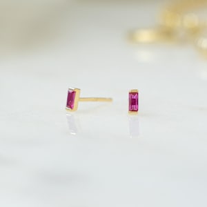 Birthstone Earrings, Ruby Earrings, Tiny Studs, Gold Studs, Ruby Jewelry, Custom Earrings, Minimalist Earrings, Silver Earrings Gift For Her