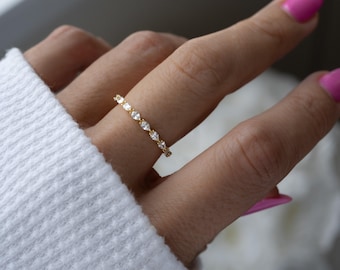 Dainty Stacking Ring, Diamond Wedding Band, Anniversary Gift, Gift for Her, Minimalist Ring, Diamond Ring, CZ Ring, Stackable Ring Gold Ring
